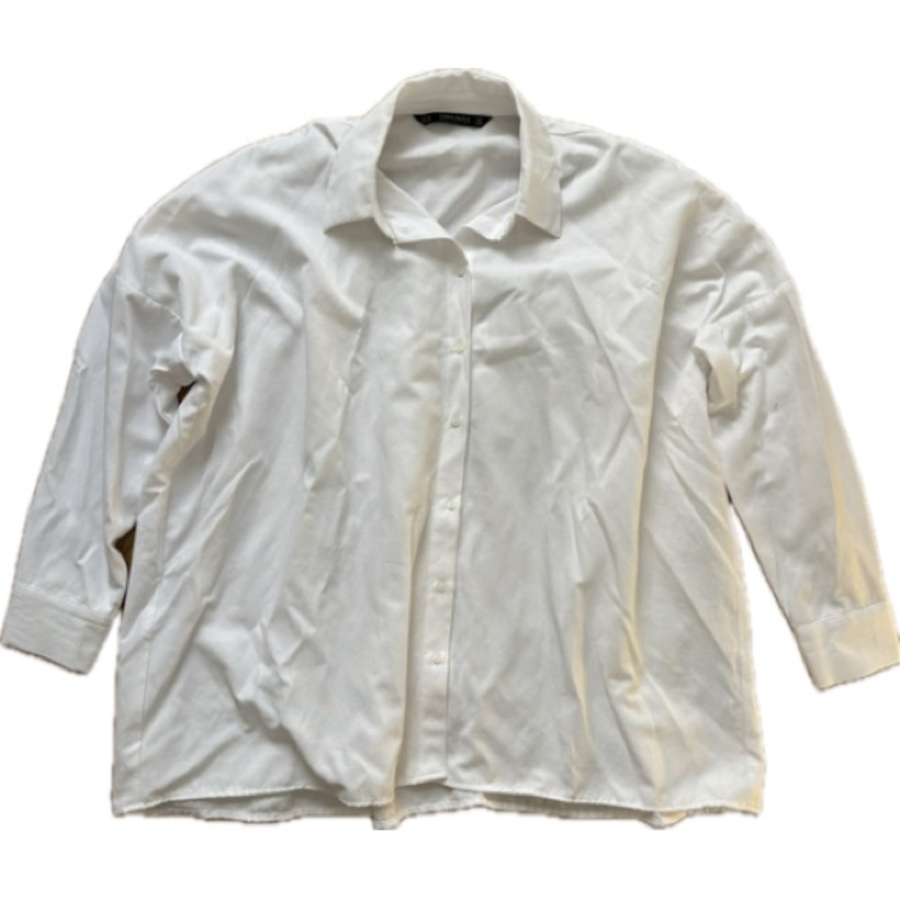 Zara white button up long sleeve shirt